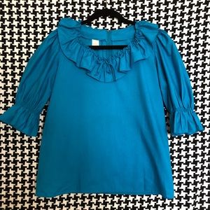 Vintage 70s western square dancing blouse with exaggerated sleeves. Size small